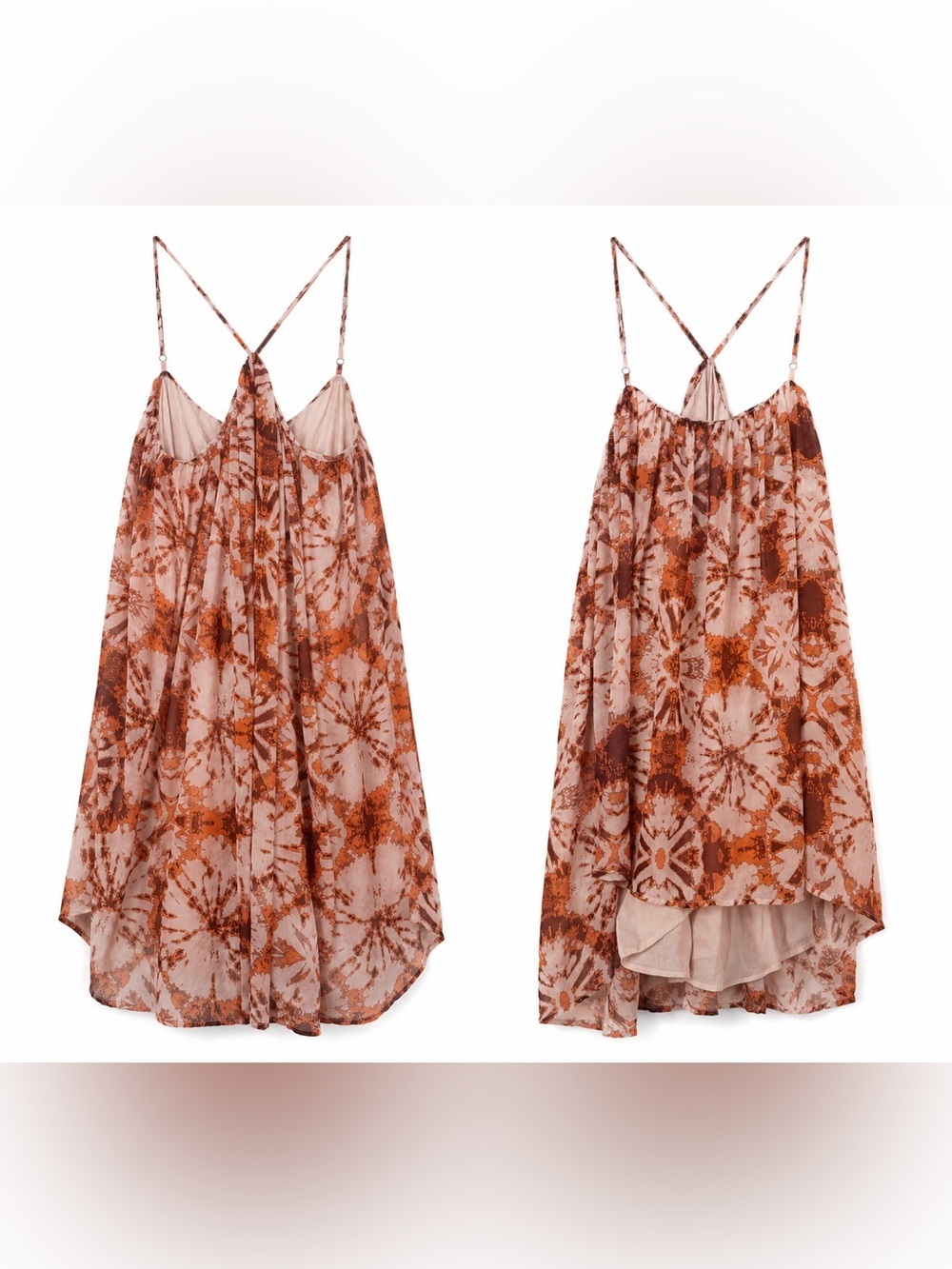 Letmebe Anthropologie Halter Printed Mini Dress Orange Pink Size M Boho - Picture 5 of 10